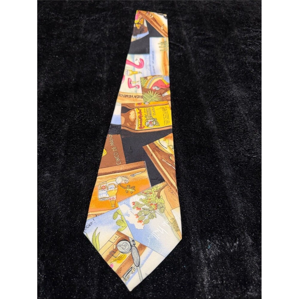 Vintage 1993 Nicole Miller Cinco de Mayo Corona Pacifico Silk Novelty Tie
